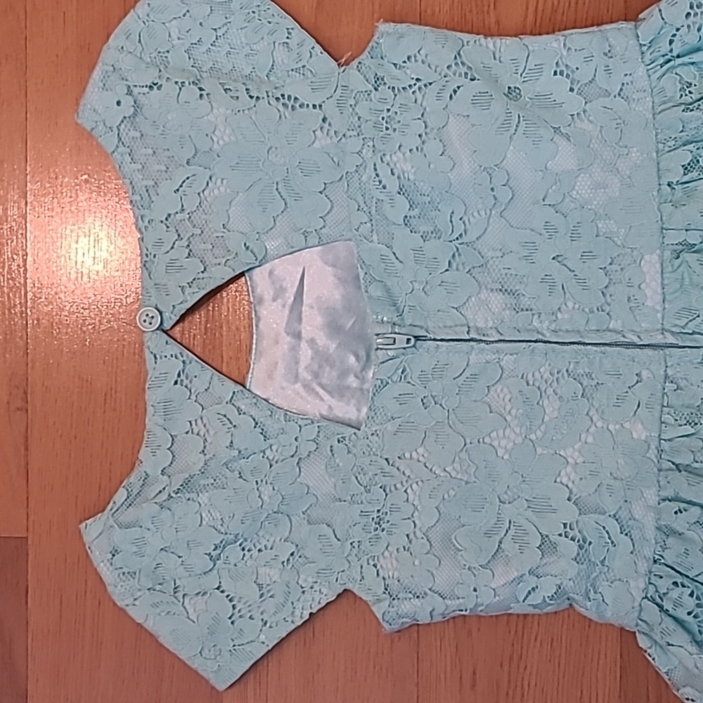 Mint Lace Kids Dress - Picture 3 of 5
